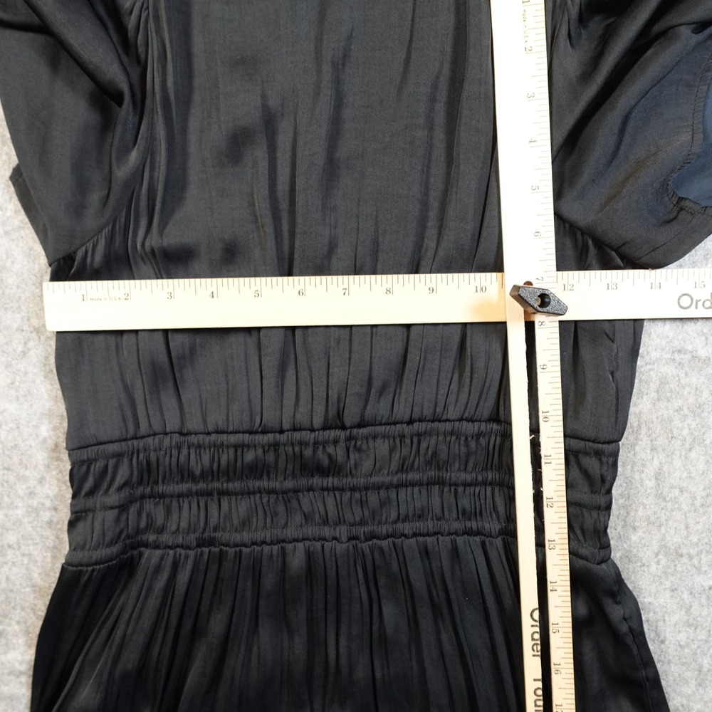 Anthropologie Dress Womens Small Satin Somerset Maxi Tiered Black Flutter Sleeve - Picture 9 of 10